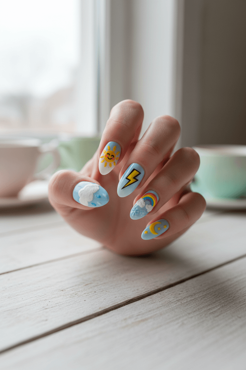 Whimsical Weather Forecast Manicure