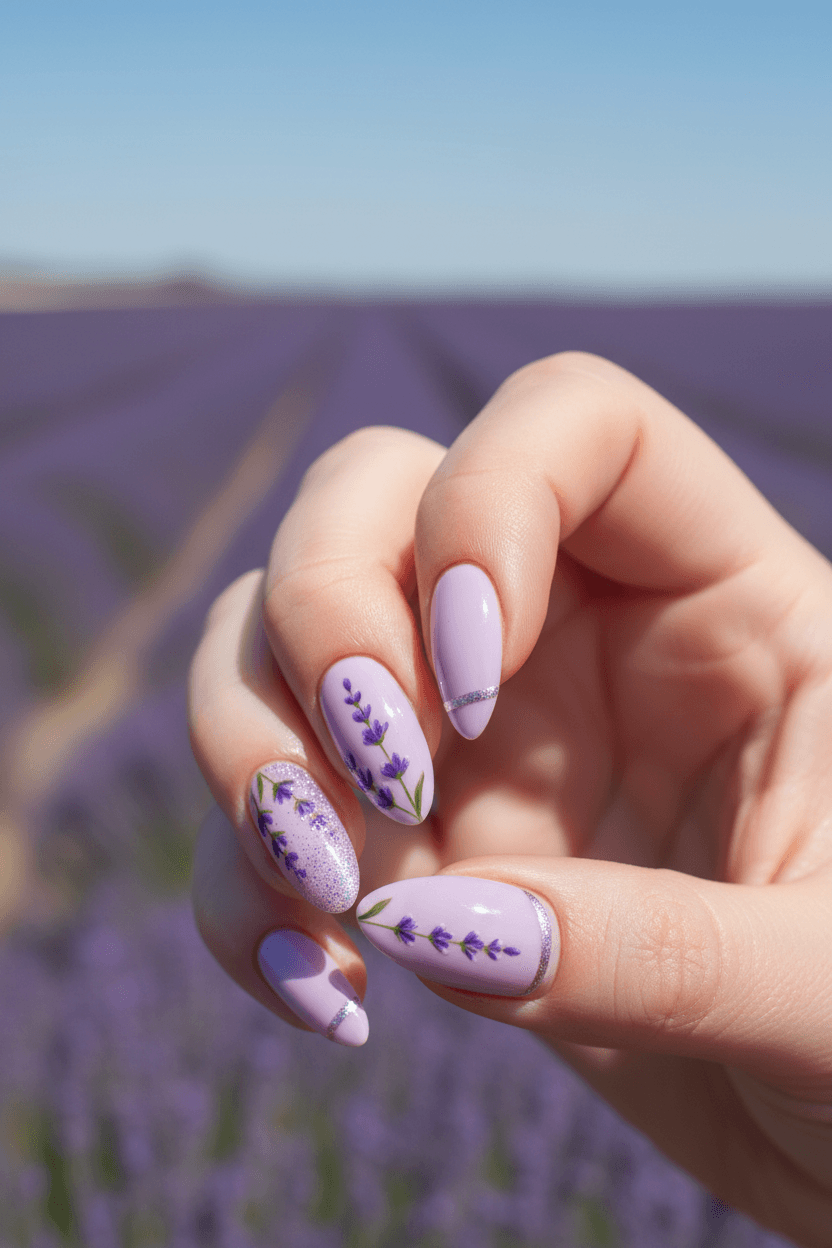 Lavender Whispers: Spring Bloom Almond Nails