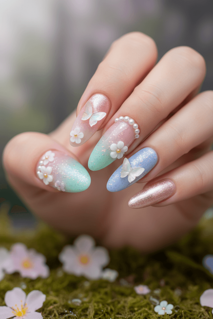 Enchanted Spring Blossom Fairy Nails