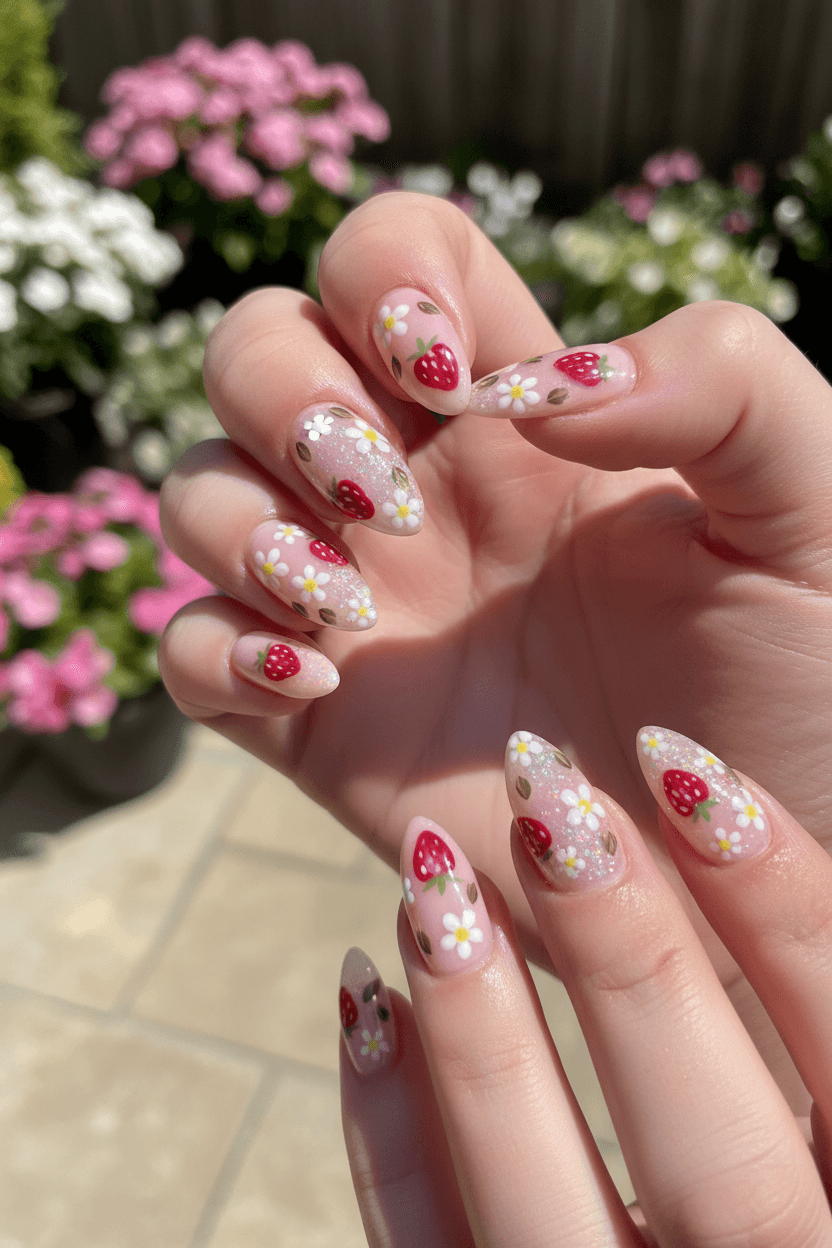 Blushing Berry Bliss: Spring's Sweetest Almond Nails