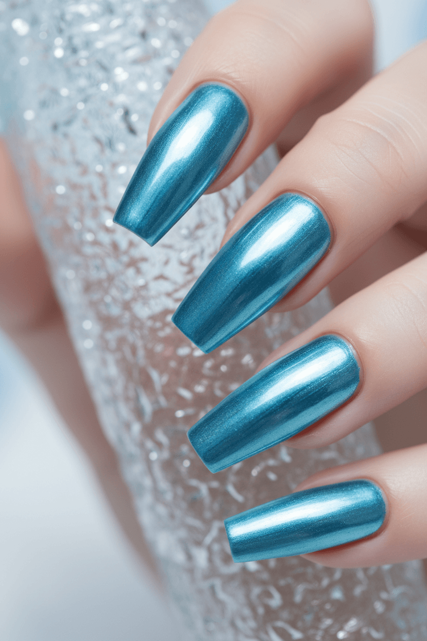 Glacial Chrome Coffin Nails