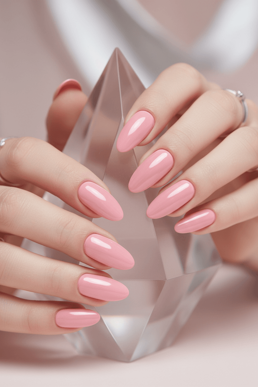 Aurora Pink Chrome Manicure