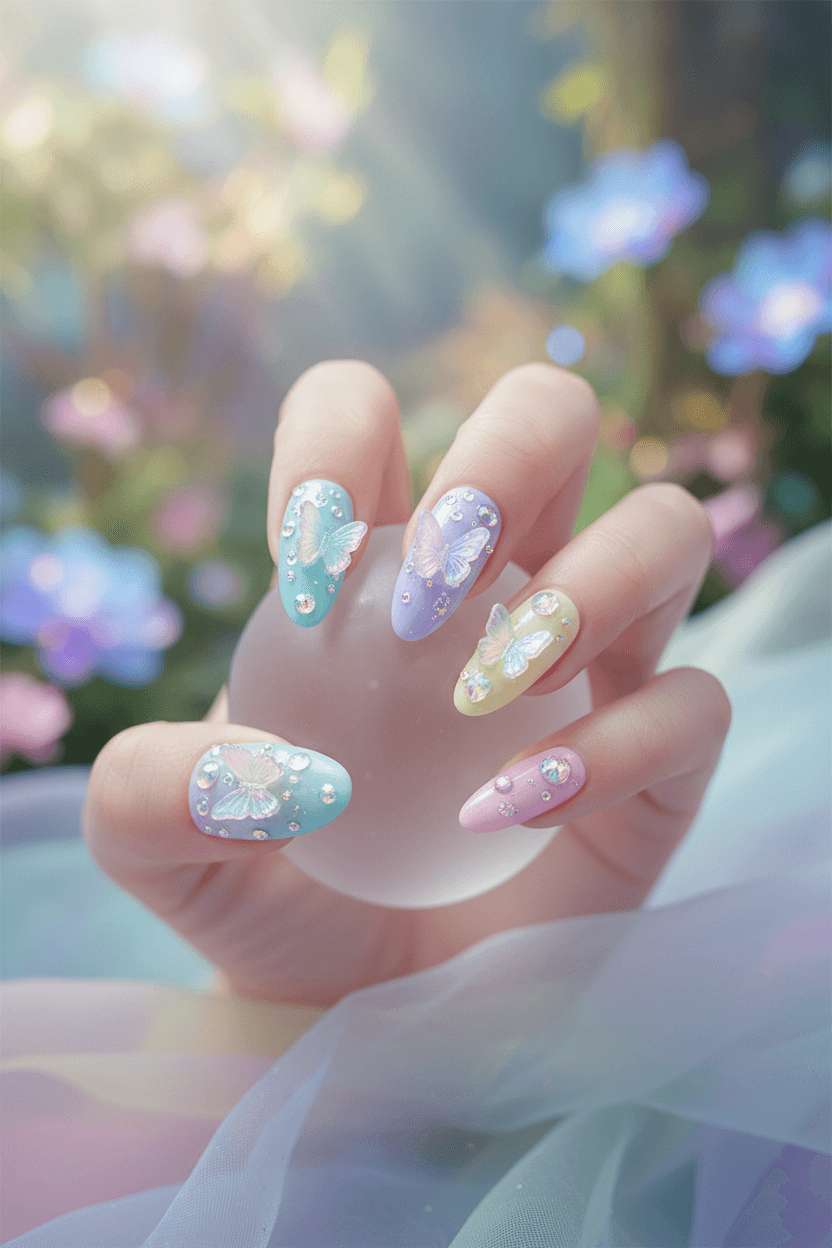 Enchanted Pastel Flutter Nails
