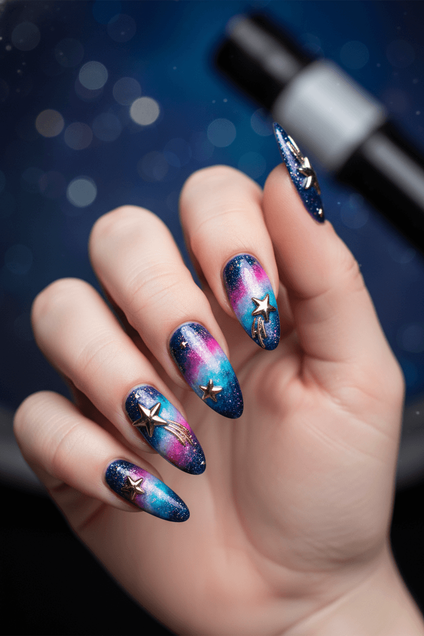 Stardust Symphony: Galactic Charm Manicure