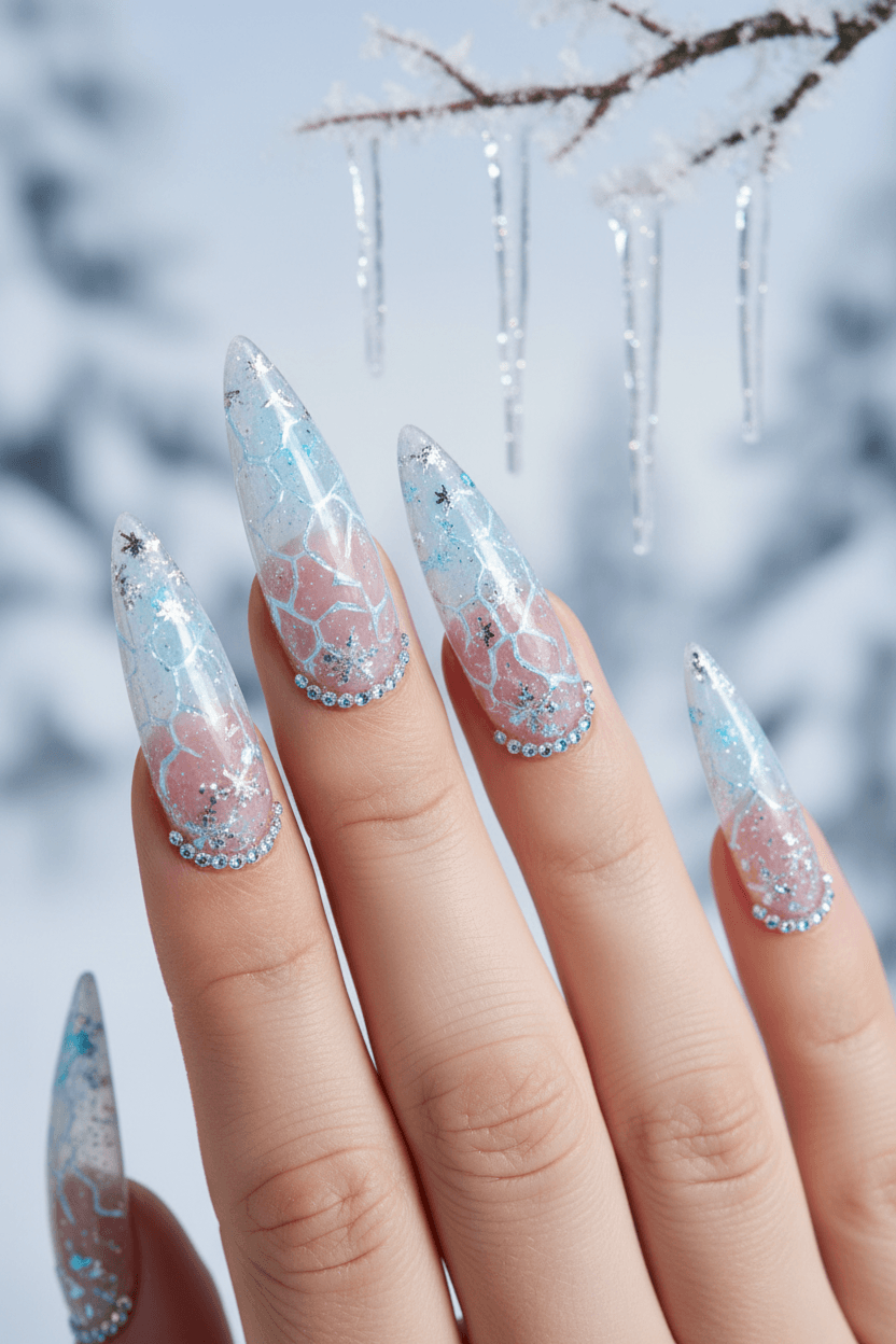 Glacial Elegance: Winter Queen's Crystal Talons
