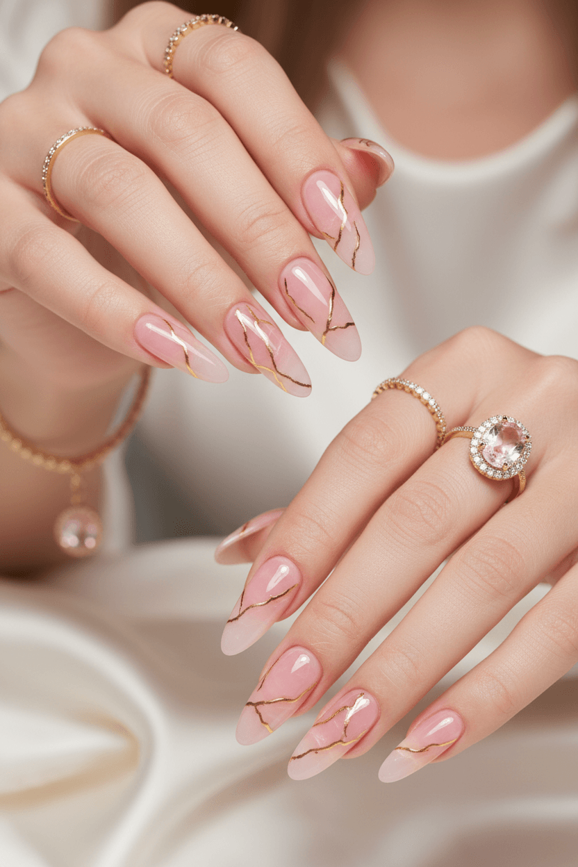 Rose Quartz Radiance: Opulent Nail Artistry