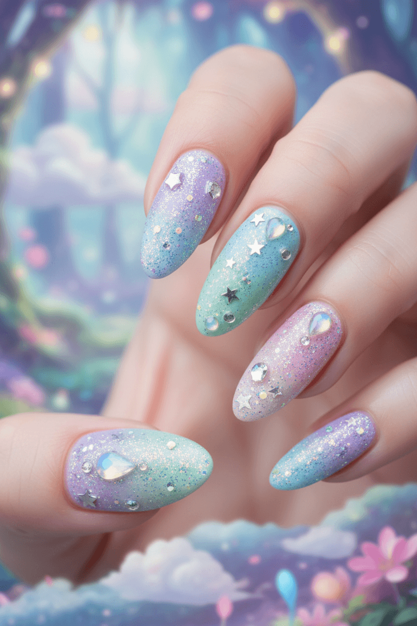 Enchanted Pastel Starlight Nails